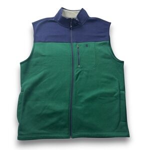 IZOD Advantage Performance Stretch Fleece Vest Mens XL Green Navy Colorblock